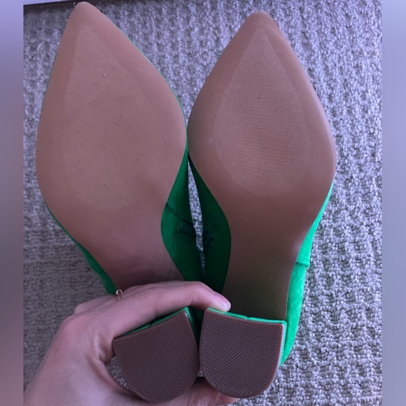 Green Faux Suede Point Toe Booties - Picture 5 of 5